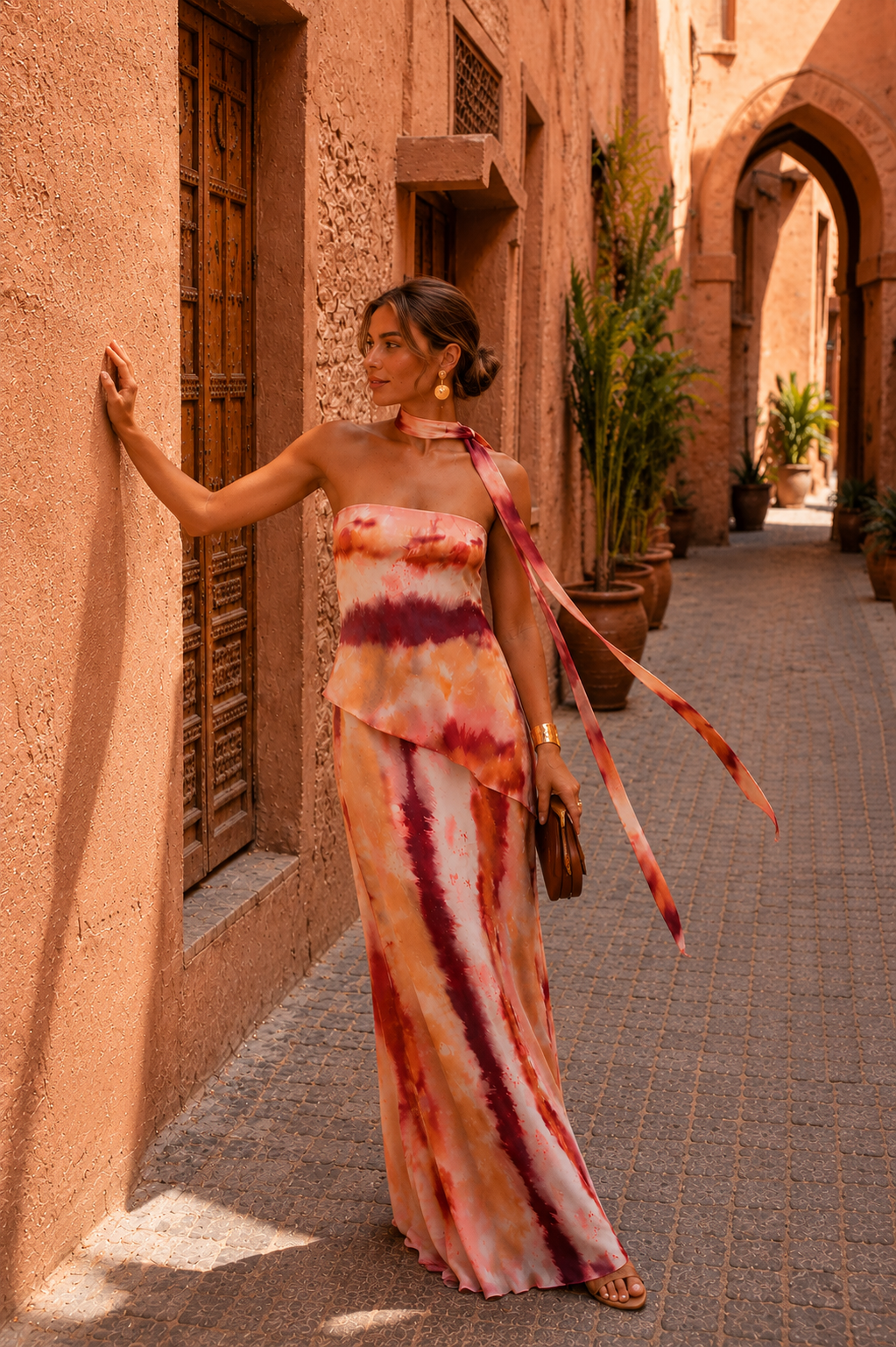 Tie Dye Strapless Faux Two Piece Maxi Dress 2