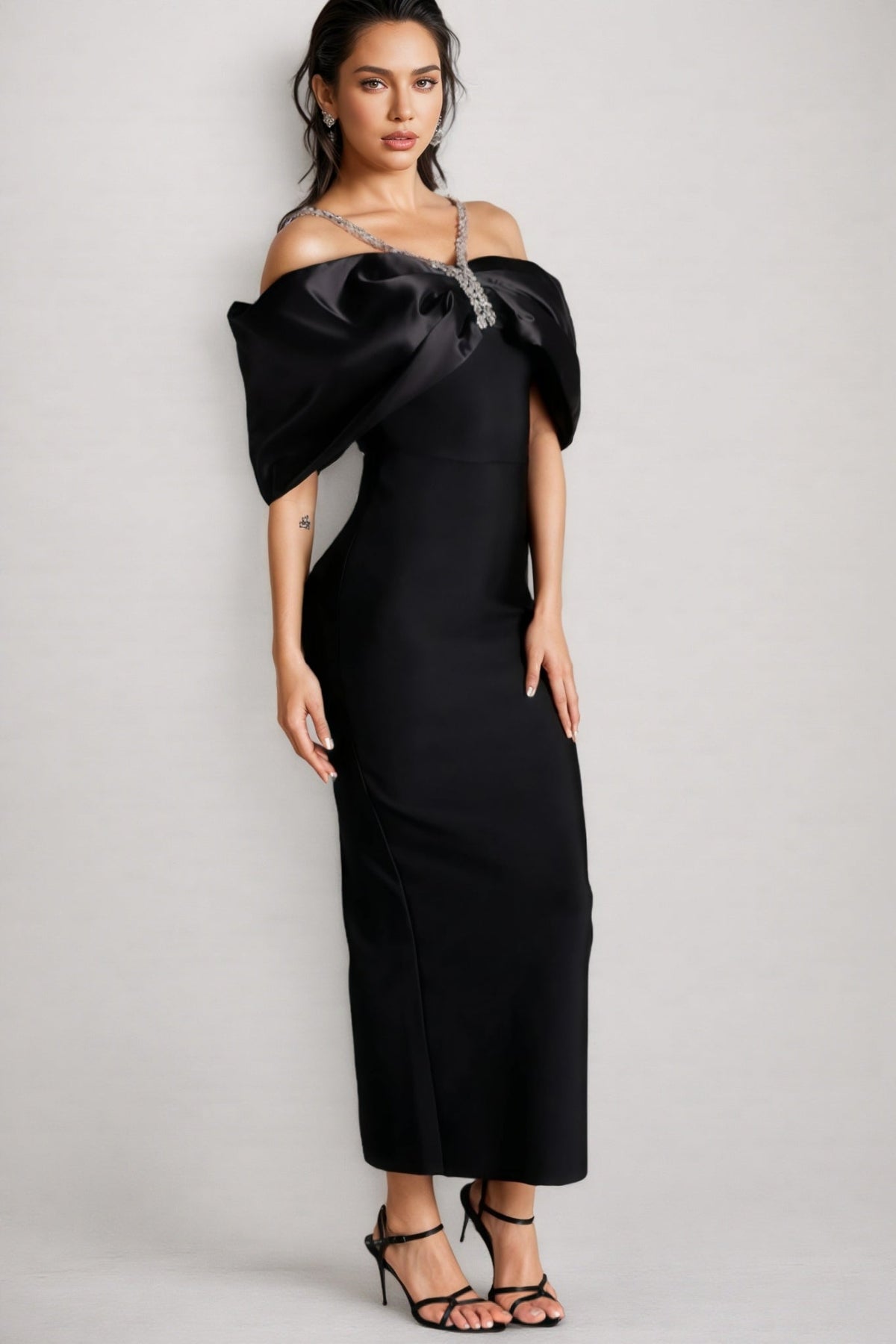 Satu One Shoulder Diamond Maxi Dress - View 2