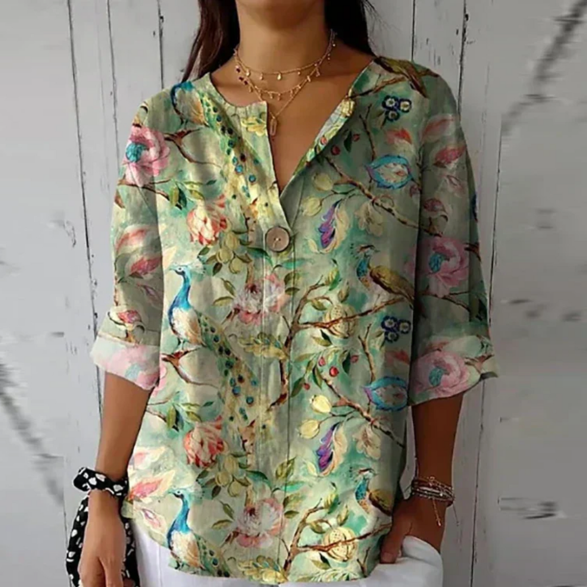 Floral Print V-Neck Half Sleeve Blouse 7