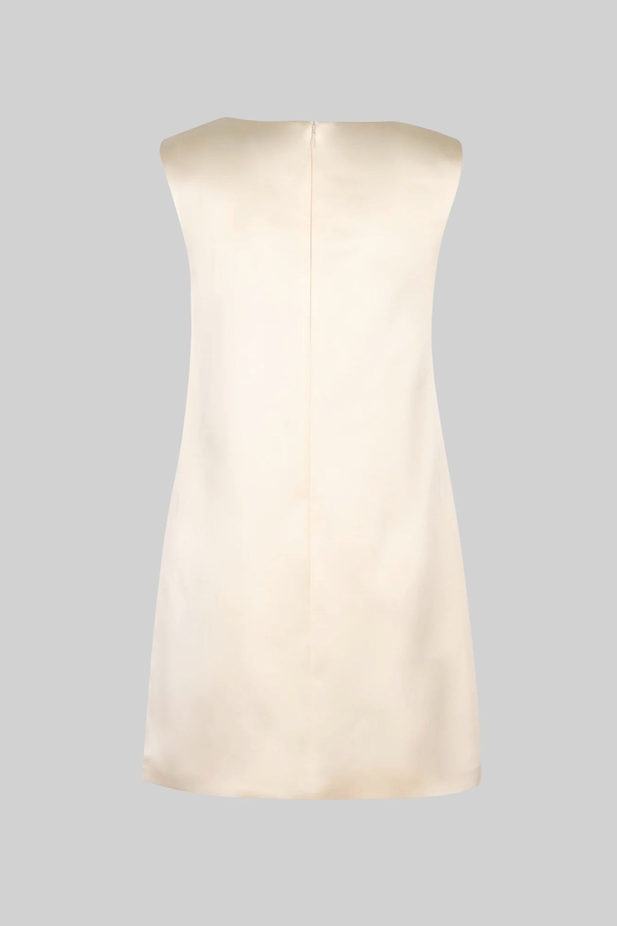 Satin Mini Dress with 3D Floral Appliqués - Ivoire - View 2