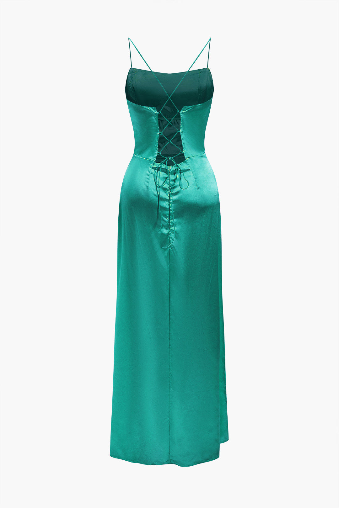 Corset Cowl Neck High Slit Maxi Dress - View 9