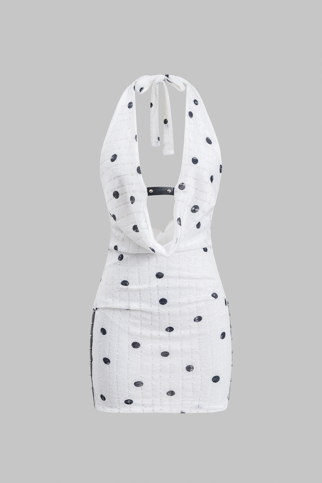 Halter Neck Cut Out Bodycon Mini Dress in WHITE - View 2
