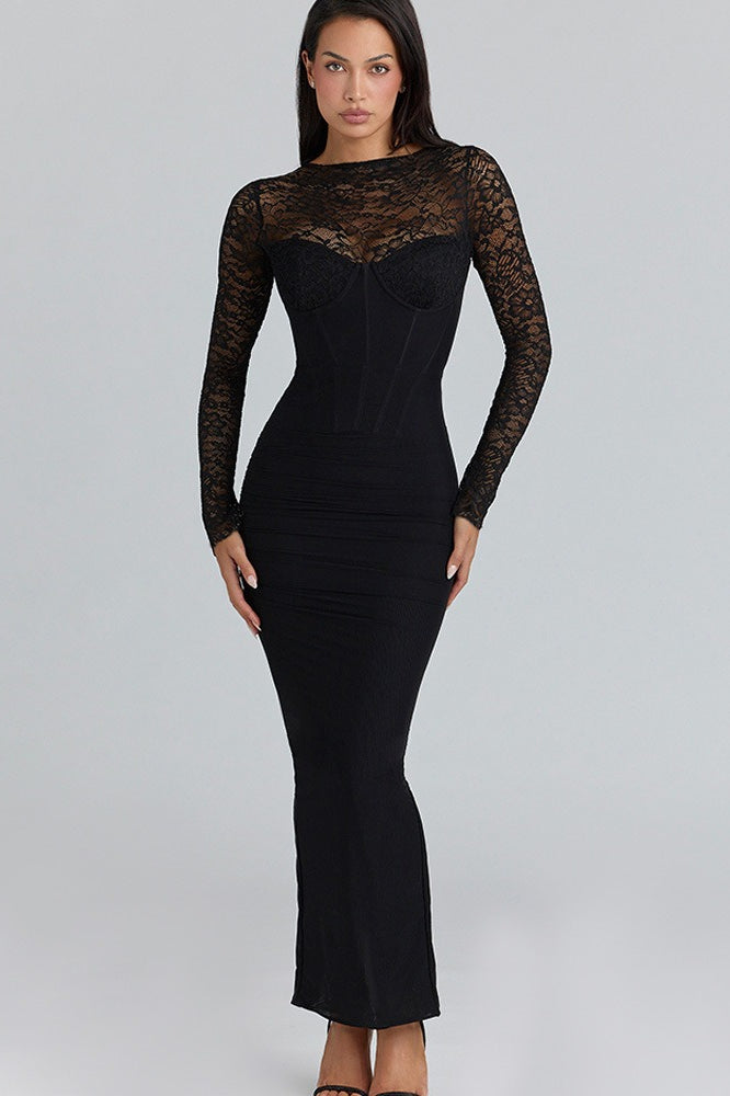 Lace Sheer Mesh Dress