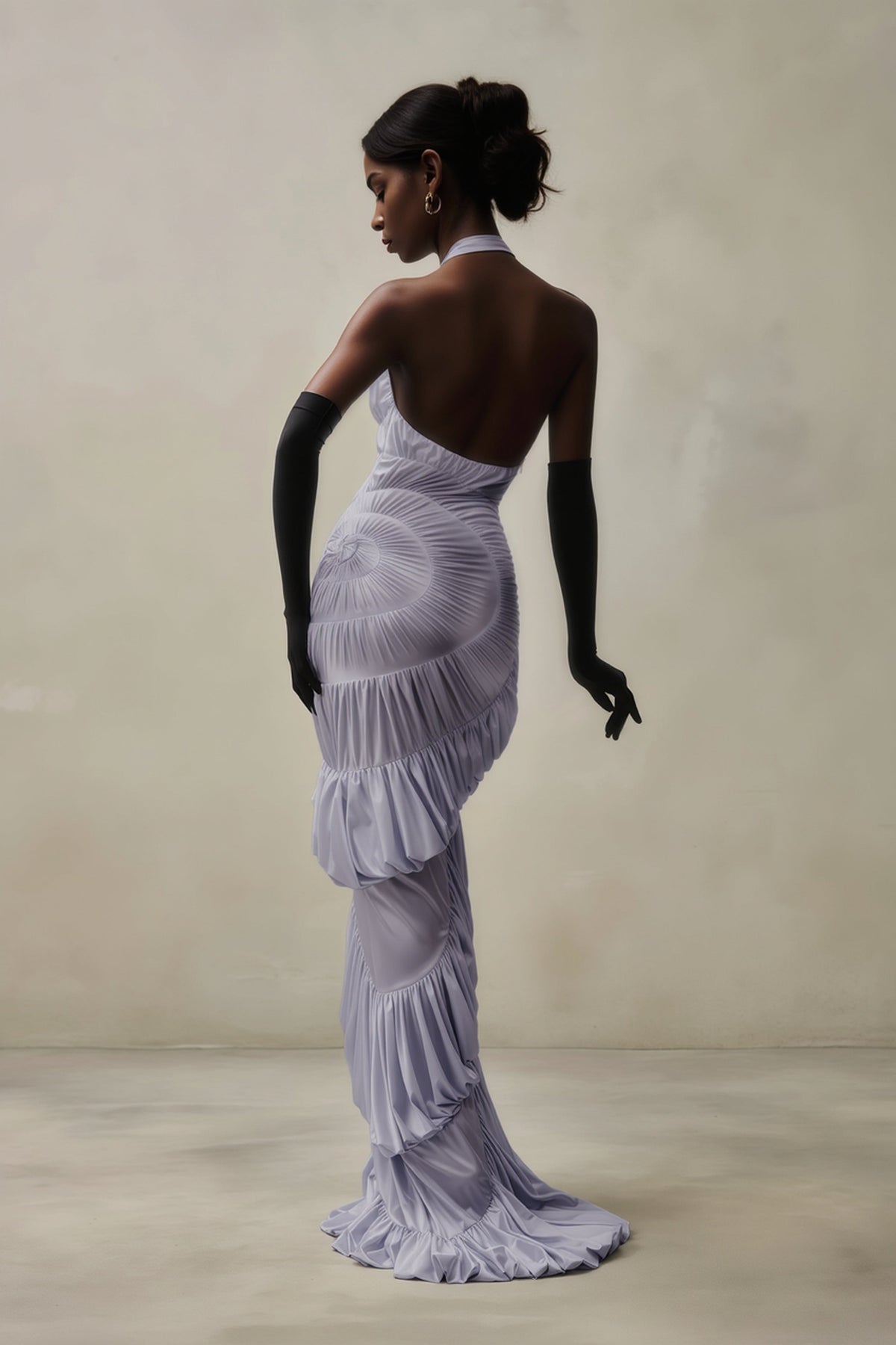 Halter Neck Backless Maxi Dress Party in Purple - View 3