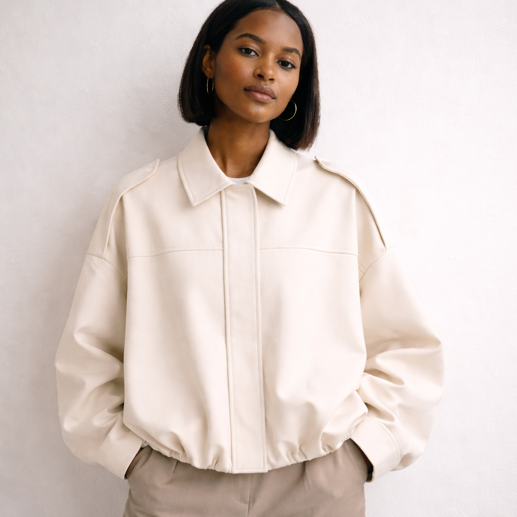 Collared Drop Shoulder Suede Look Oversized Jacket 5