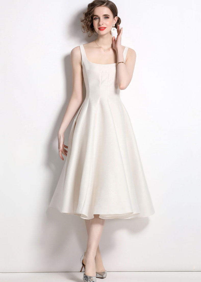 Square Neck Princess Seam Fit and Flare Structured Midi Dress - View 2