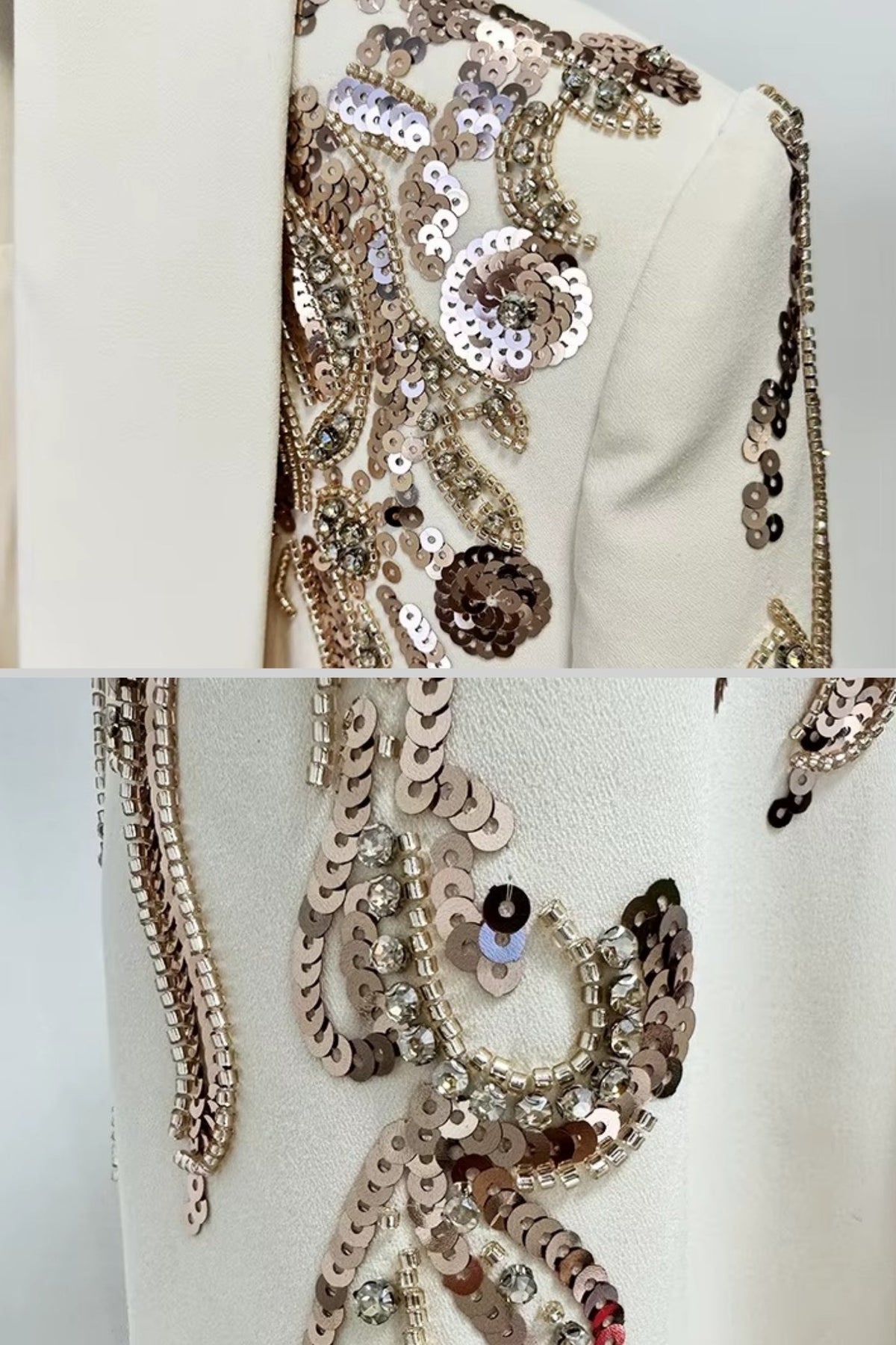 Sequin Shoulder Embroidery Deep V-Neck Wrap Ruched Mini Blazer Dress - View 20