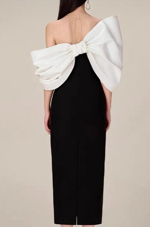 Oversized Bow High Waist Formal Dress - View 2
