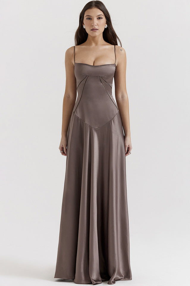 Anabella Black Lace Up Maxi Dress in Fuchsia - View 22