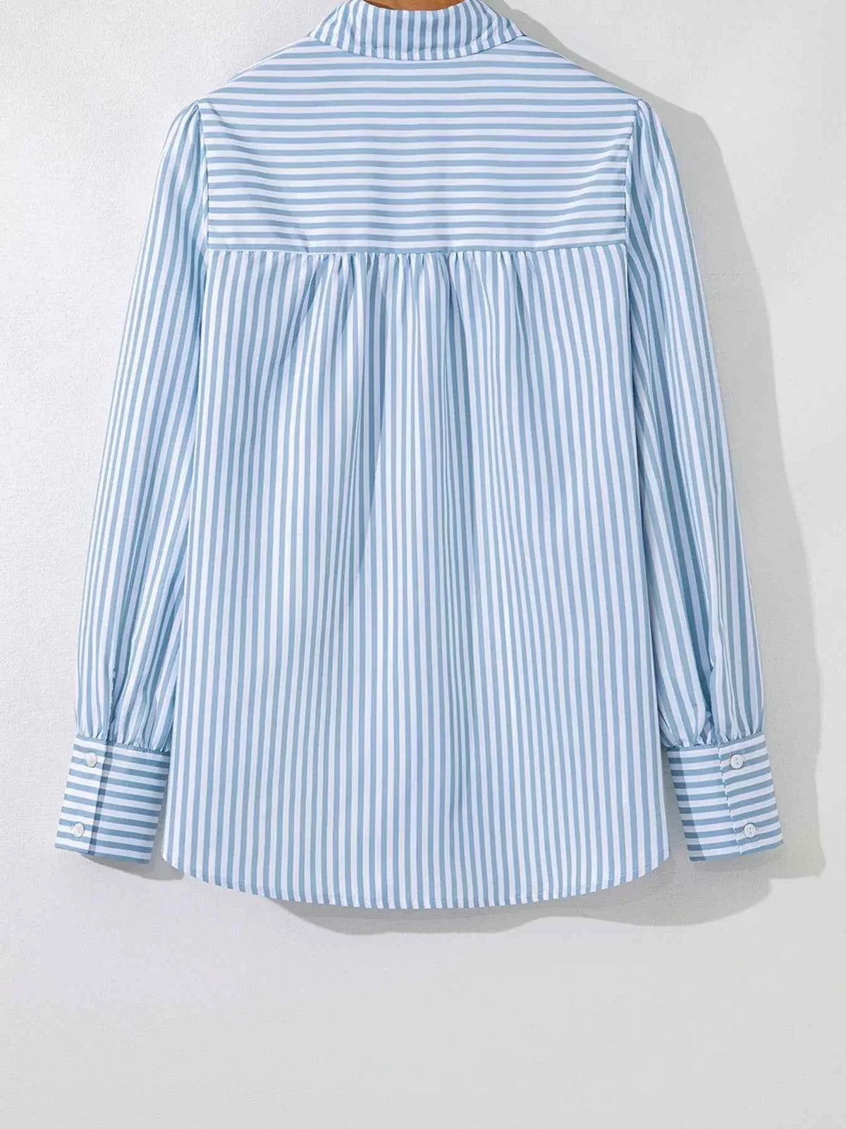 Striped Smocked Collared Neck Blouse