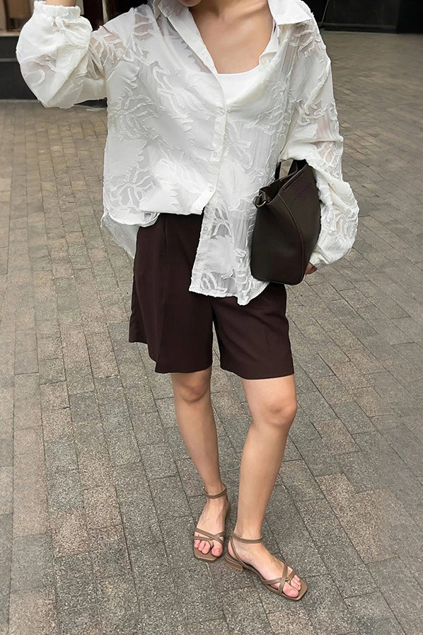 Heavy Jacquard Collared Blouse
