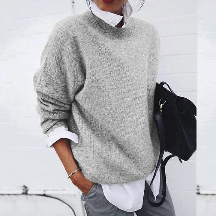 Crew Neck Long Sleeve Oversized Knit Sweater 2
