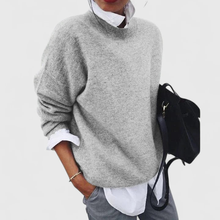 Mock Neck Long Sleeve Oversized Knit Sweater 4