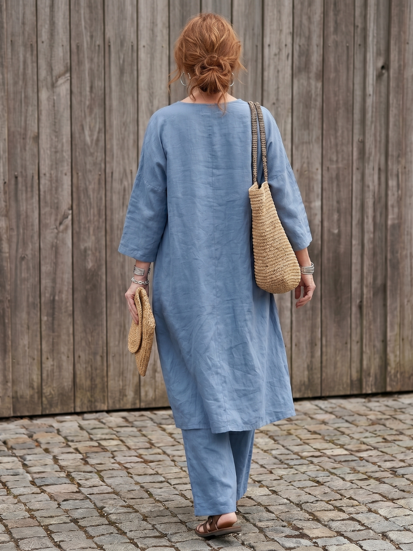 V-Neck Tunic Top and Wide Leg Pants Two Piece Set 4
