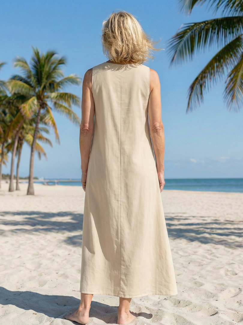 Split Neck Sleeveless Floral Print Ombre Maxi Dress 4