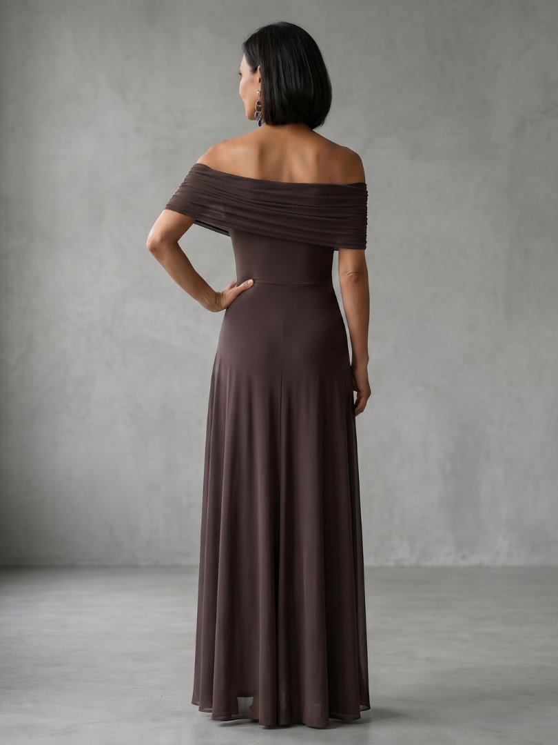 Off Shoulder Foldover Fit and Flare Maxi Dress 4
