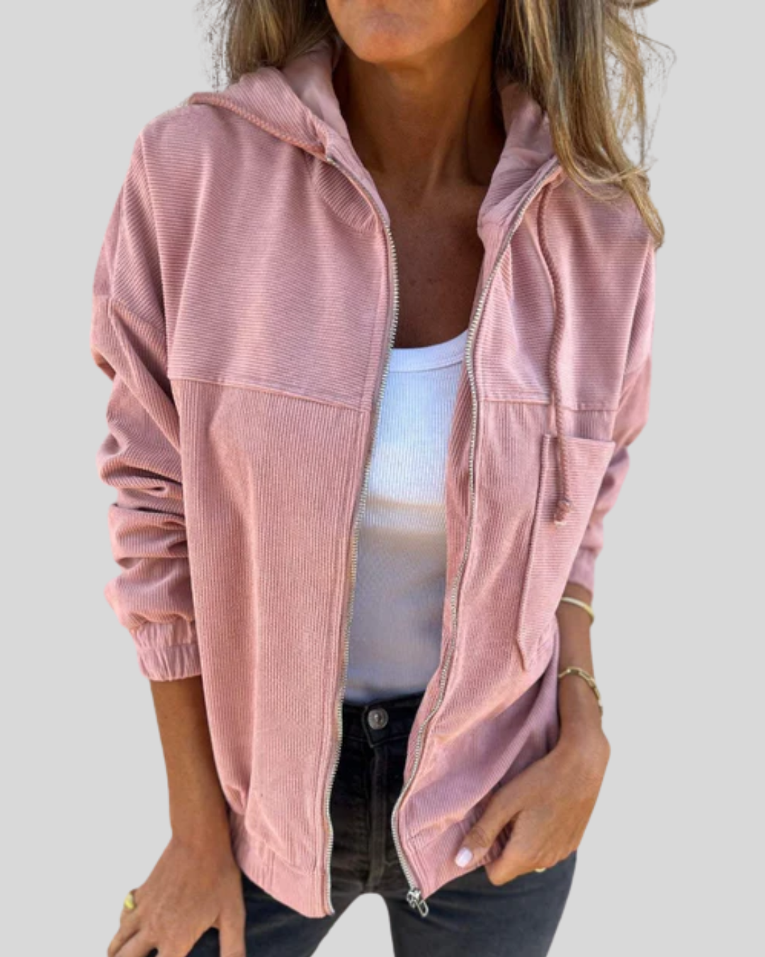 Corduroy Hooded Zip Front Jacket 4