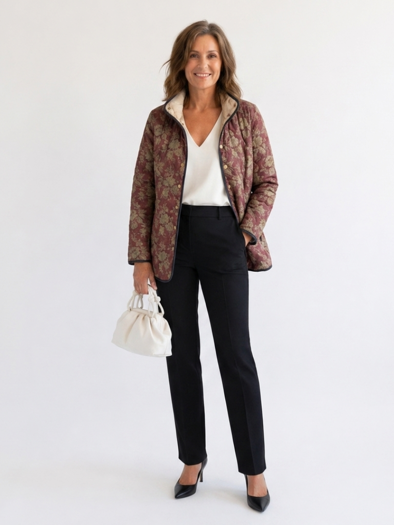Floral Quilted Button Front Jacket