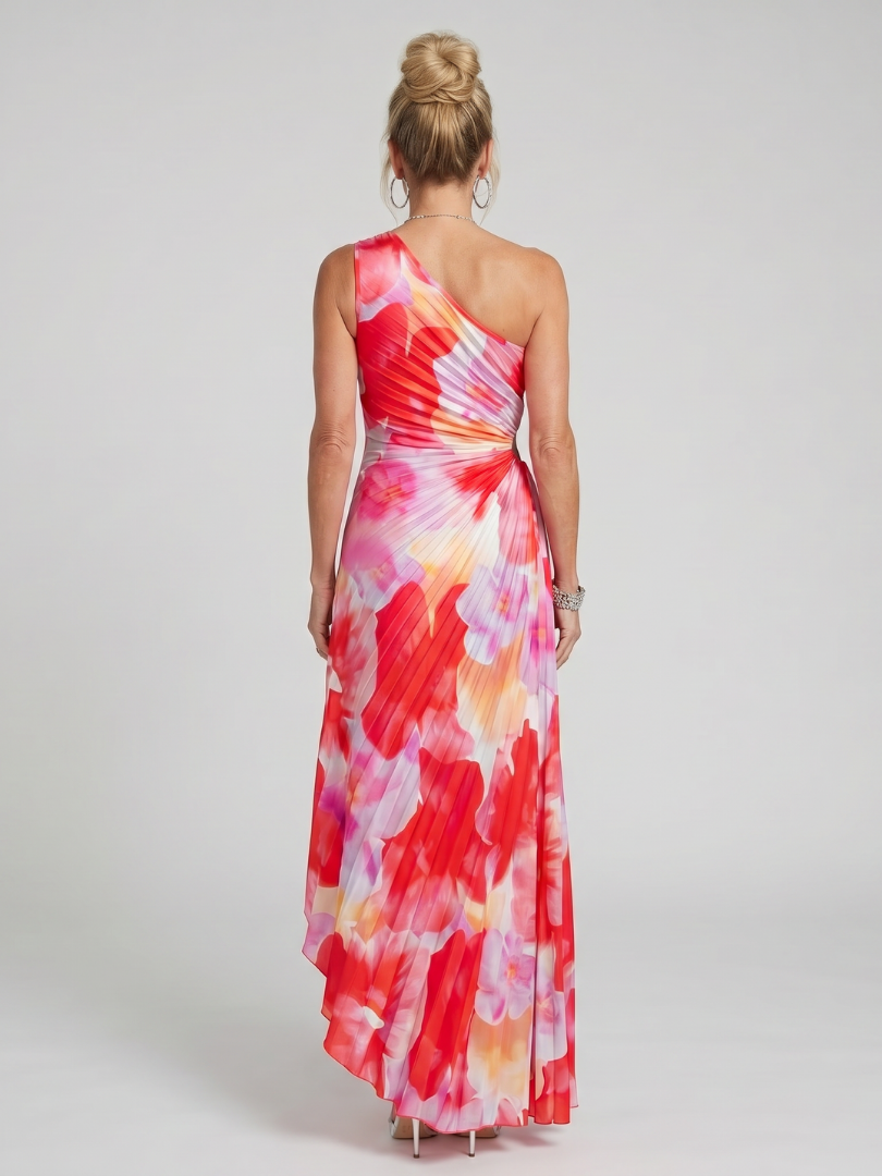 One Shoulder Floral Ruched Maxi Dress 4