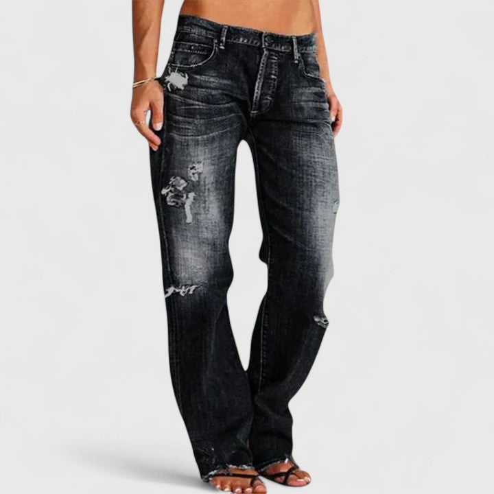 Distressed Ripped Straight Leg Jeans 3