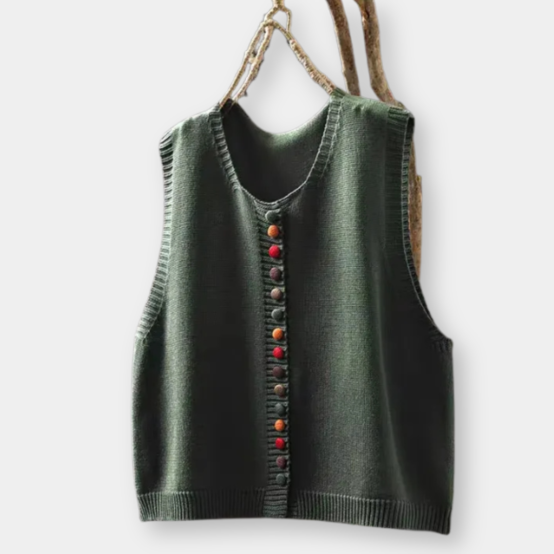 Round Neck Button Front Knit Sweater Vest 3