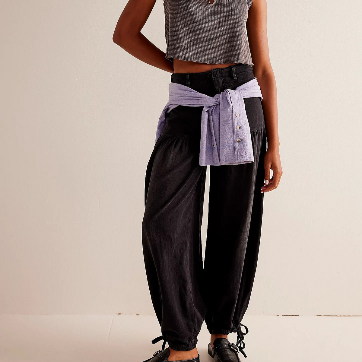 High Waist Drawstring Cuff Balloon Leg Jeans 9