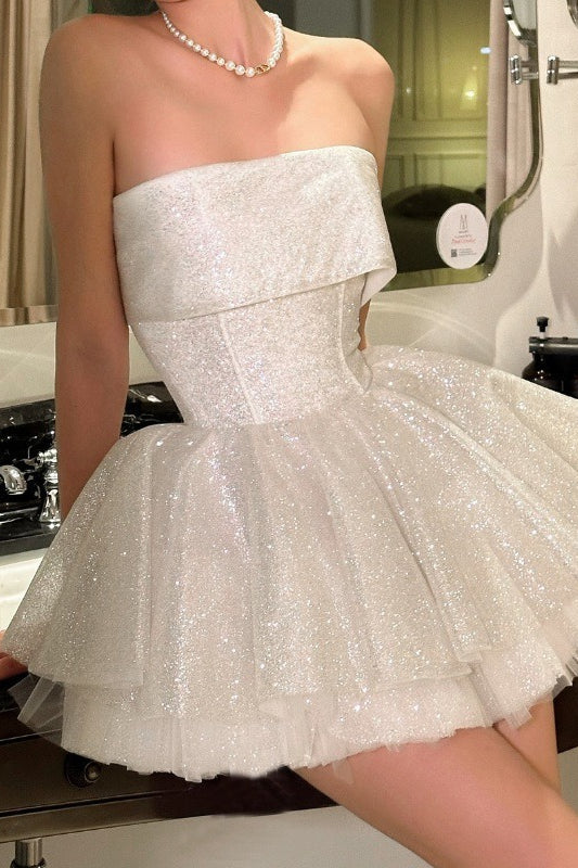 Sequin Strapless Corset Tiered Ruffle Tutu Mini Party Dress - View 2