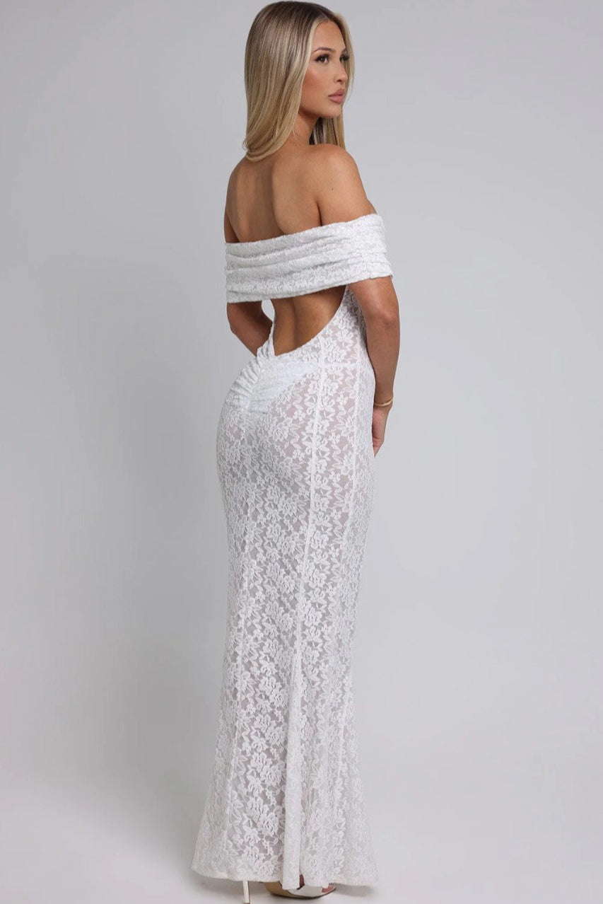 Floral Lace Backless Lace Dress - View 4