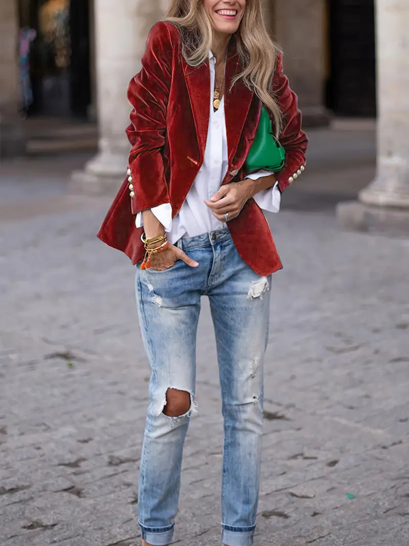 Velvet Single Breasted Blazer 18