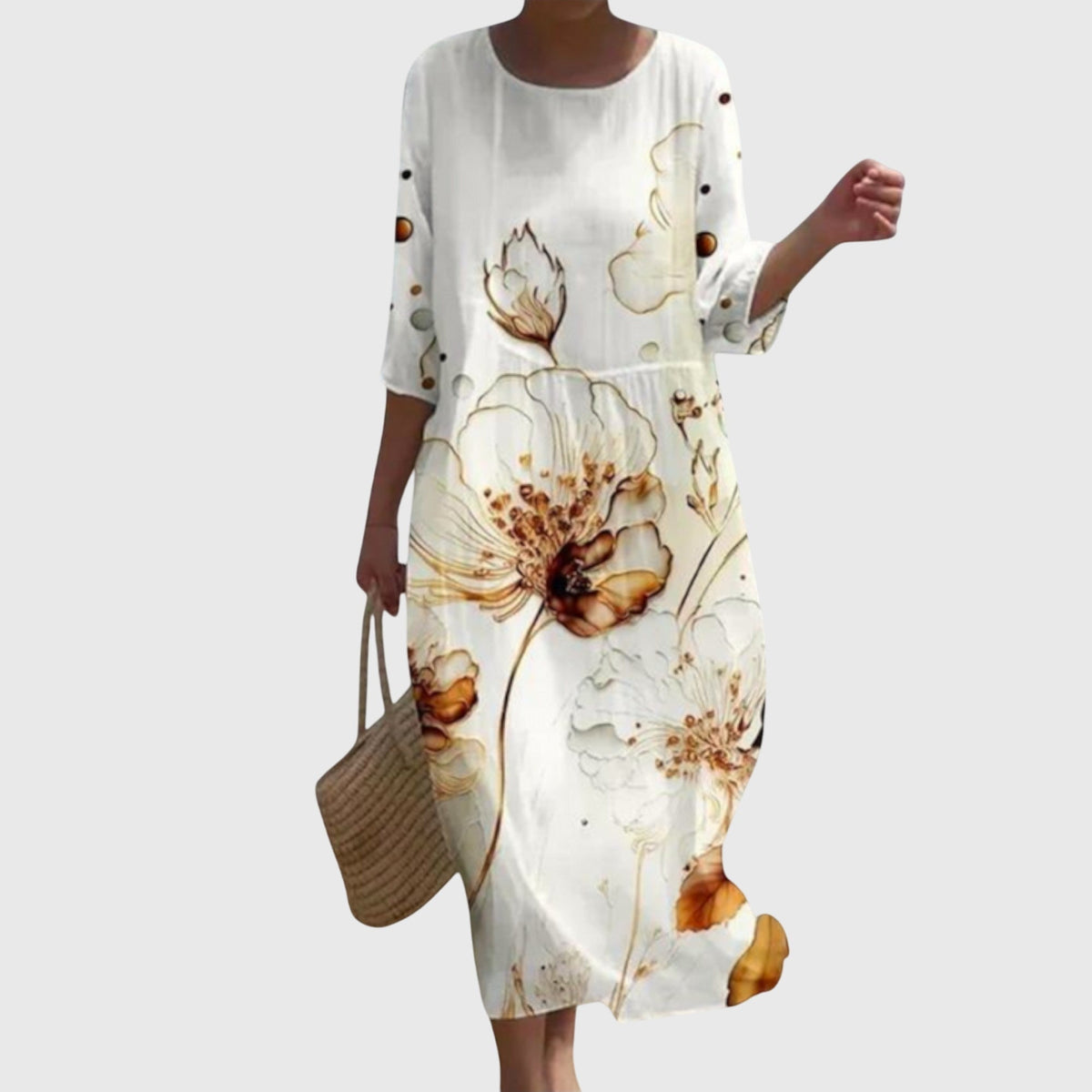 Rose Floral Round Neck Half Sleeve Maxi Dress 6