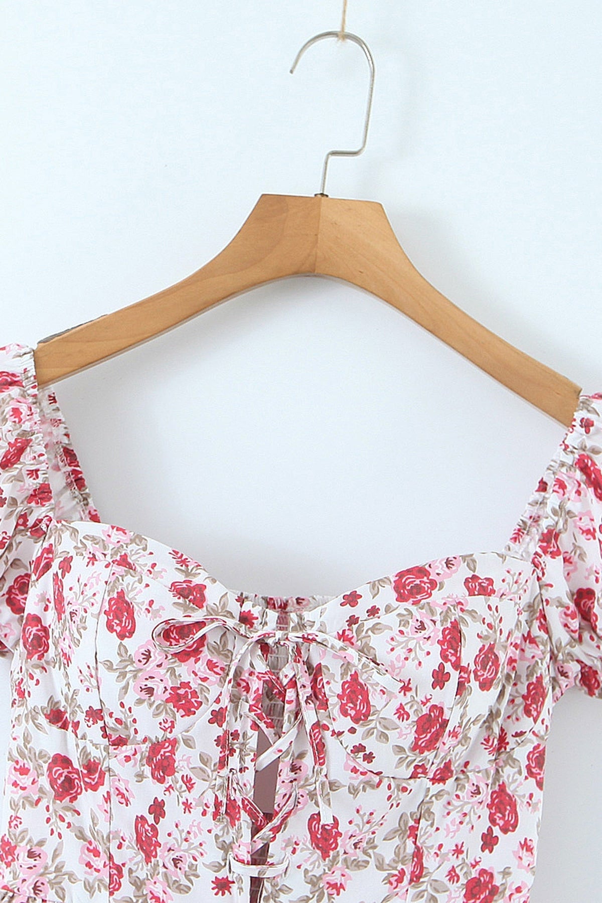Floral Off Shoulder Sweetheart Bustier Tiered Ruffle Mini Dress - View 10