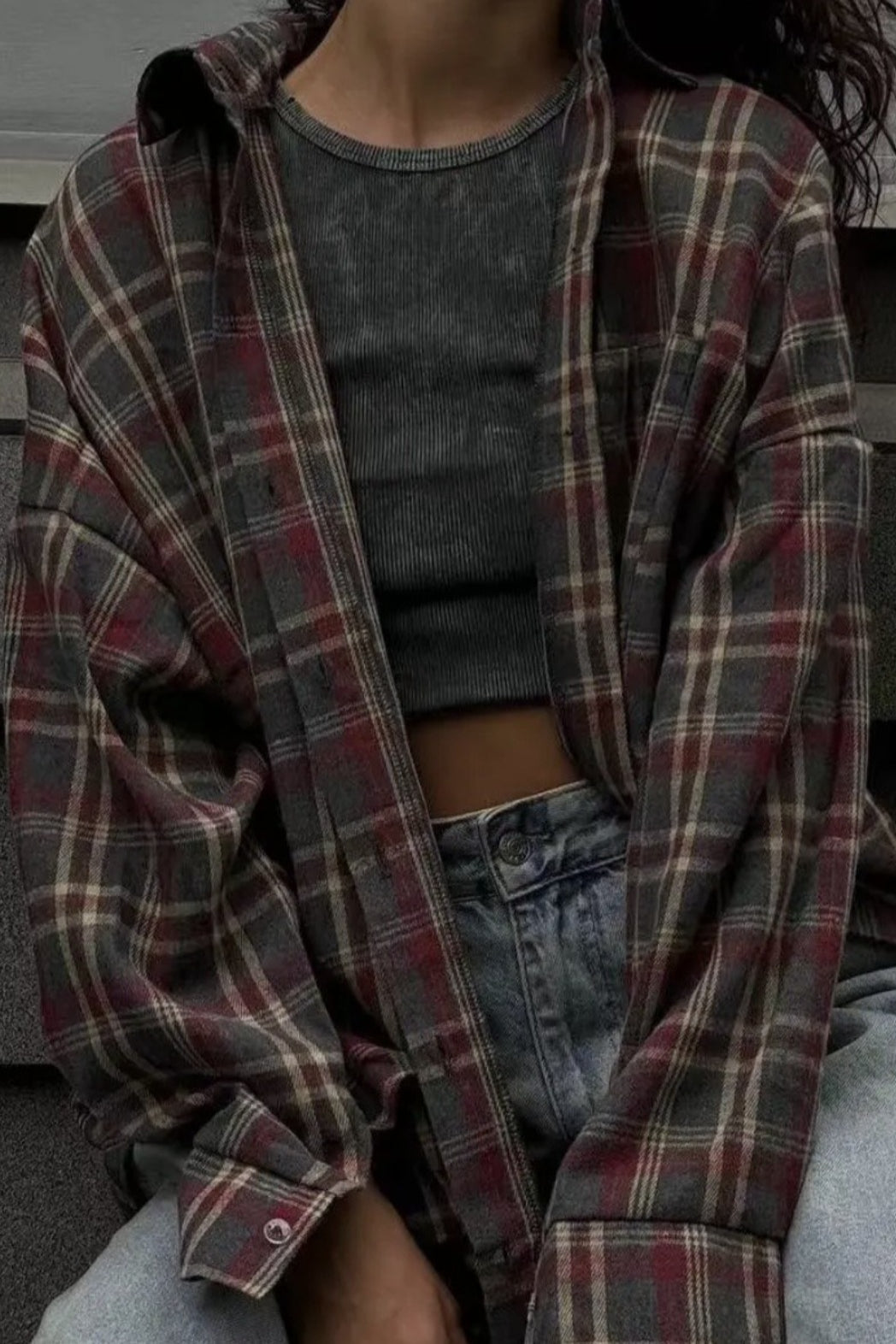 Retro Plaid Collared Blouse