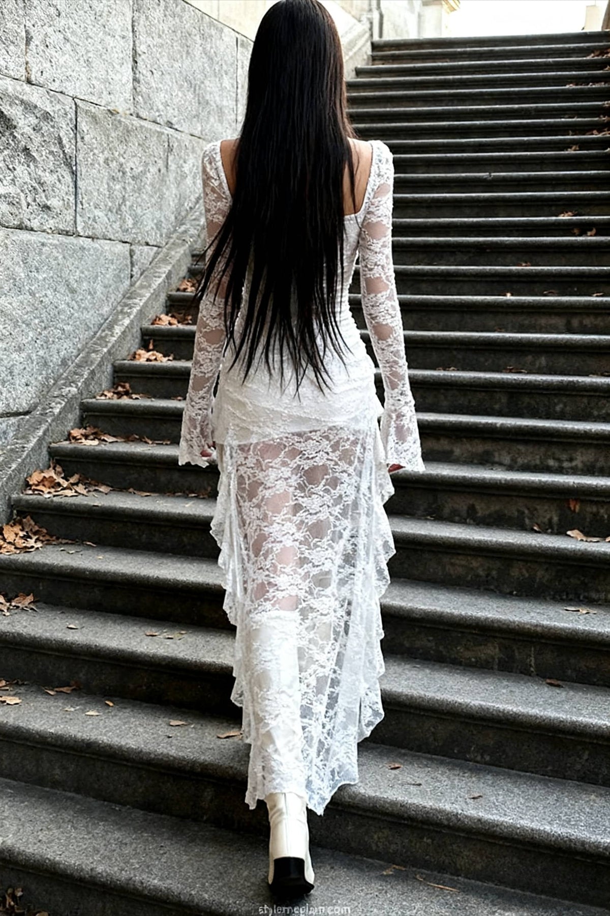 Goth Lace Mullet Mini Dress - View 2
