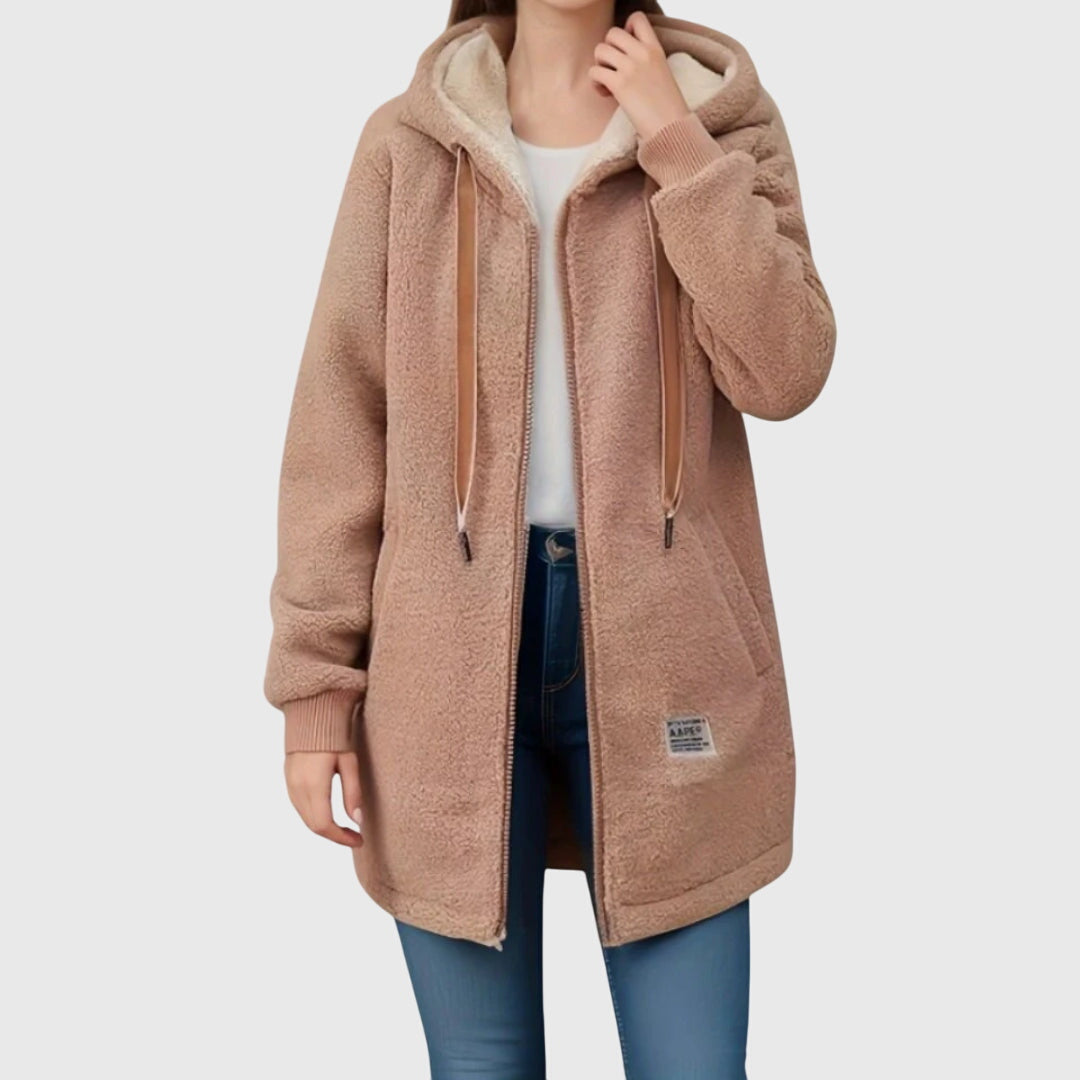 Hooded Zip Front Sherpa Fleece Jacket with Pockets 3