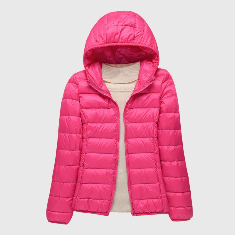 Hooded Zip Front Lightweight Quilted Puffer Jacket 2