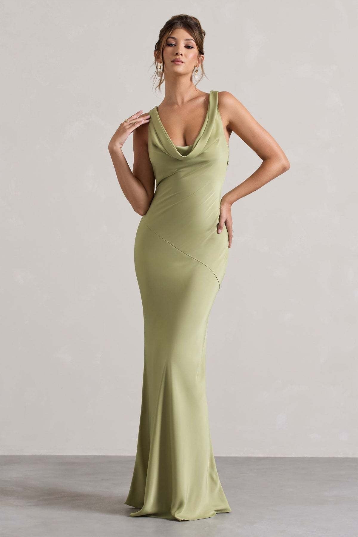 Satin Mermaid Low-Back Party Dress in Blue - View 19
