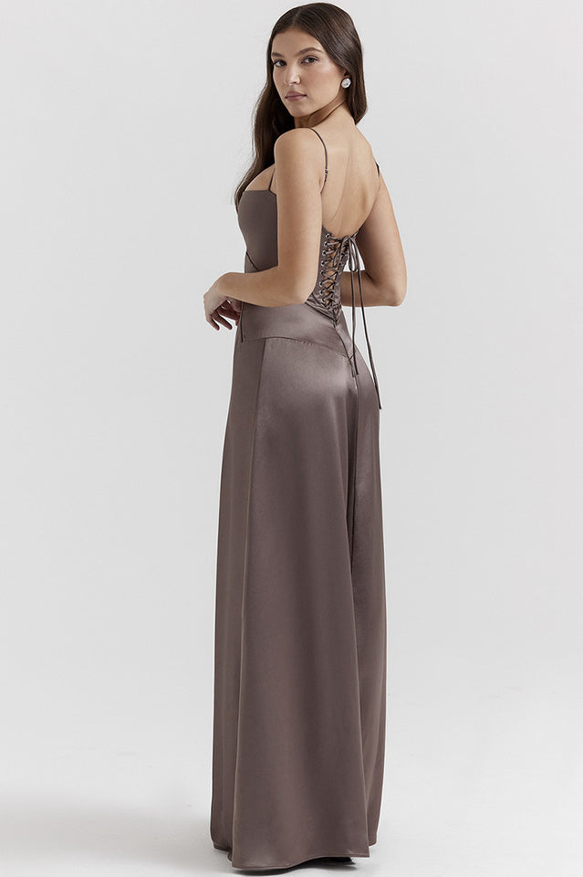 Anabella Black Lace Up Maxi Dress - View 25