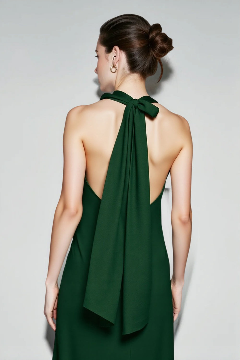 Satin Halter Neck Backless Bias Cut Slip Maxi Dress - View 6