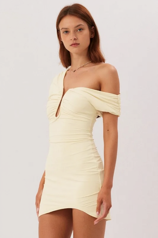 One Shoulder Cut Out Ruched Bodycon Mini Dress - View 7