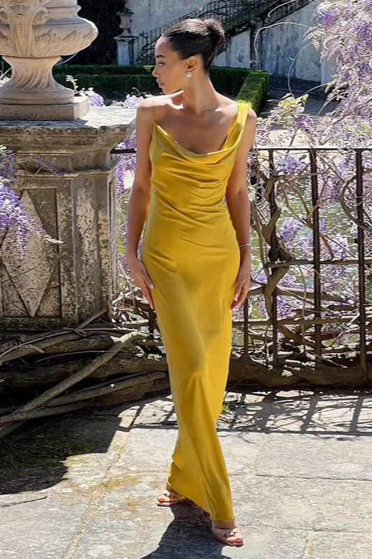 Satin Cowl Neck Bias Cut Slip Maxi Dress - View 4