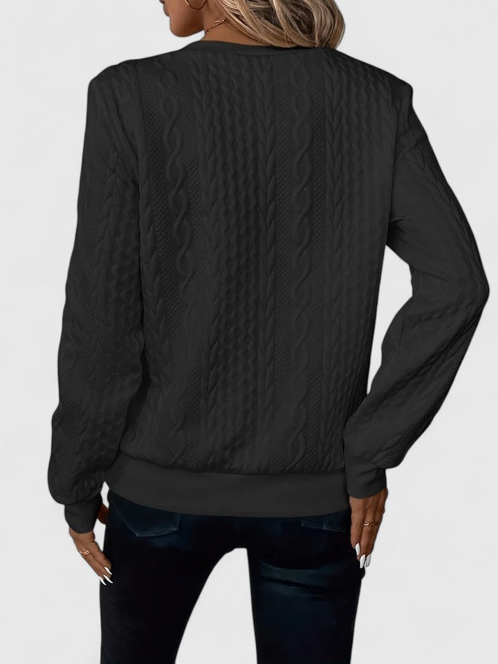 Quarter Zip Cable Knit Textured Sweatshirt 6