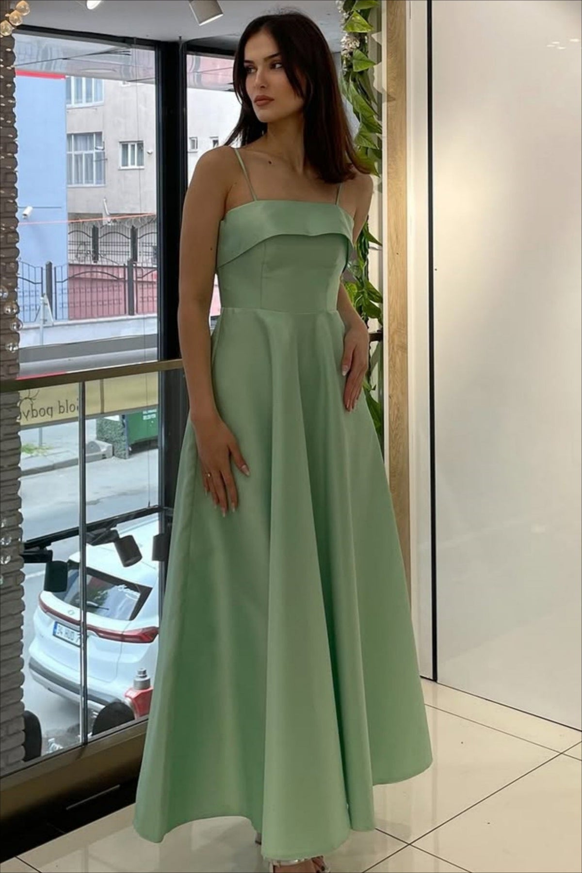 Spaghetti Strap Fit and Flare A-Line Midi Dress - View 16