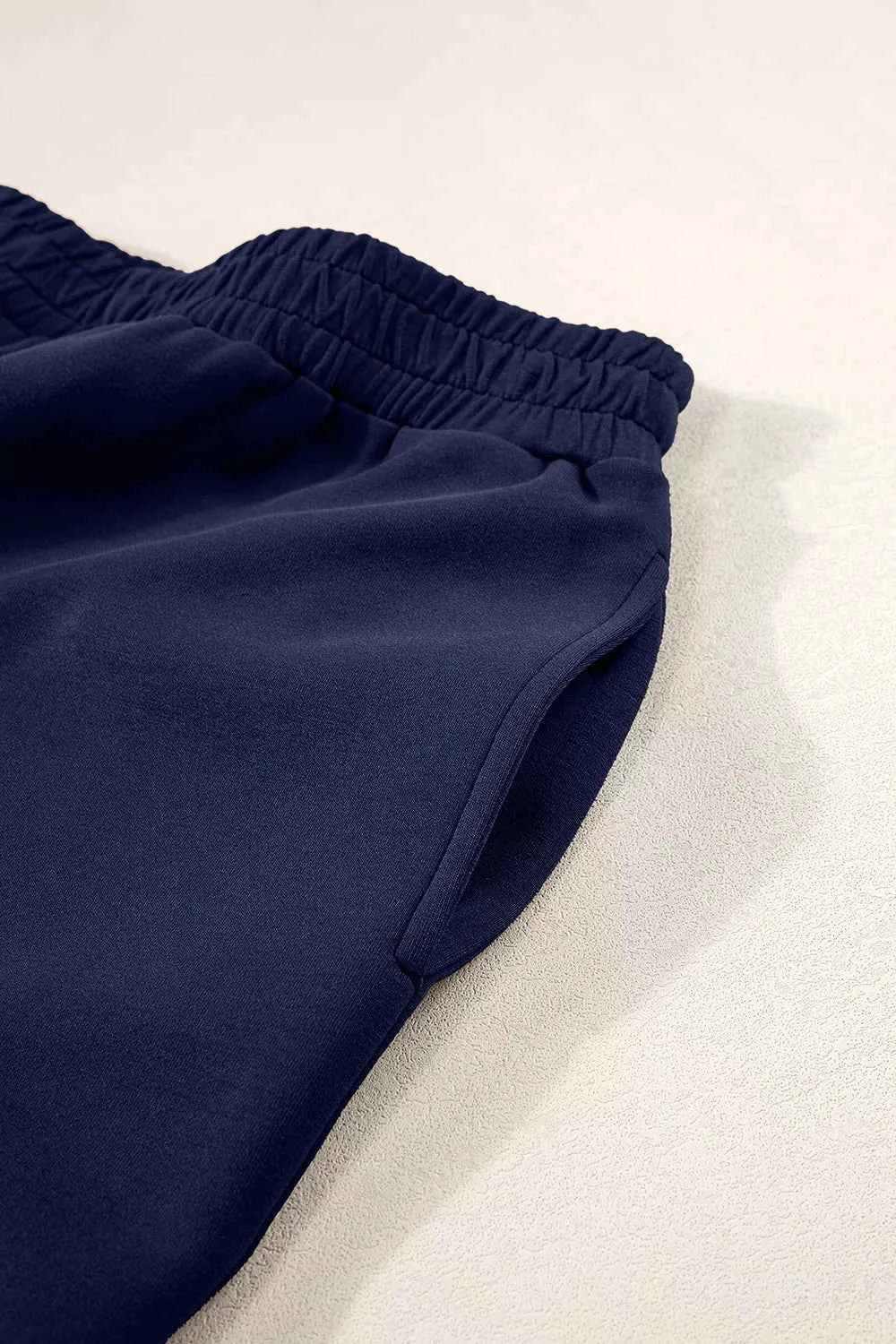 Cowl Neck Drawstring Pullover Wide Leg Pants Set