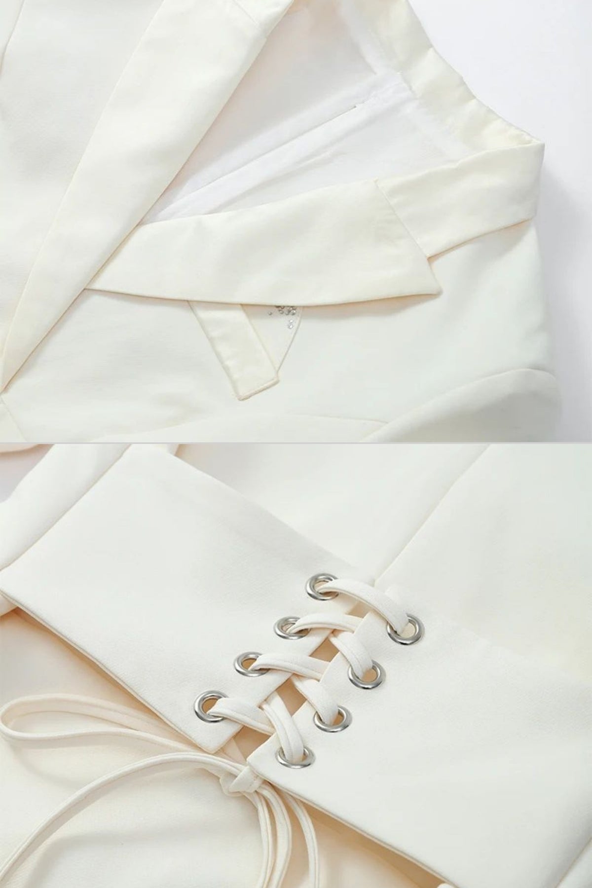 Structured Mini Blazer Dress With Corset Waist – Ivoire - View 5