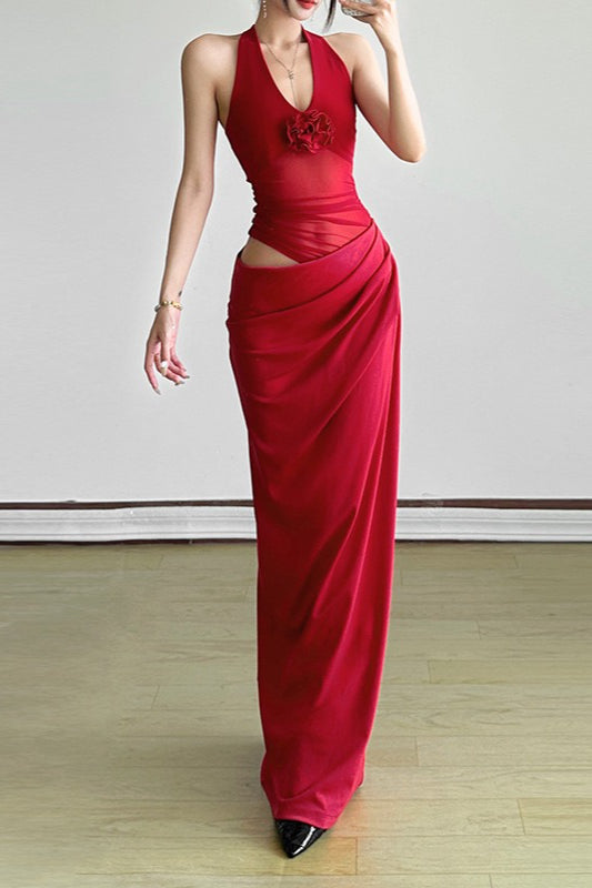 V-Neck Sleeveless Bodycon Mini Party Dress in Claret - View 3