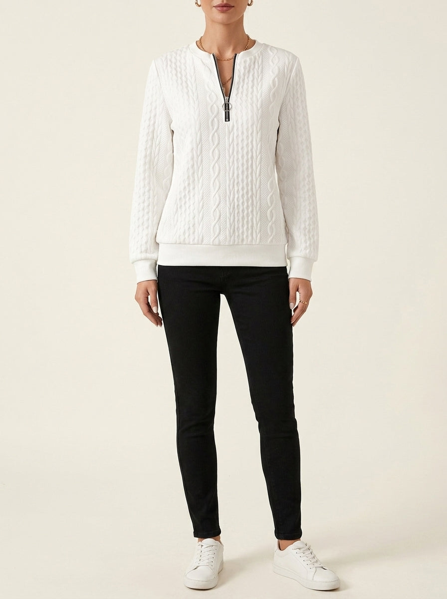 Quarter Zip Cable Knit Pullover Sweater