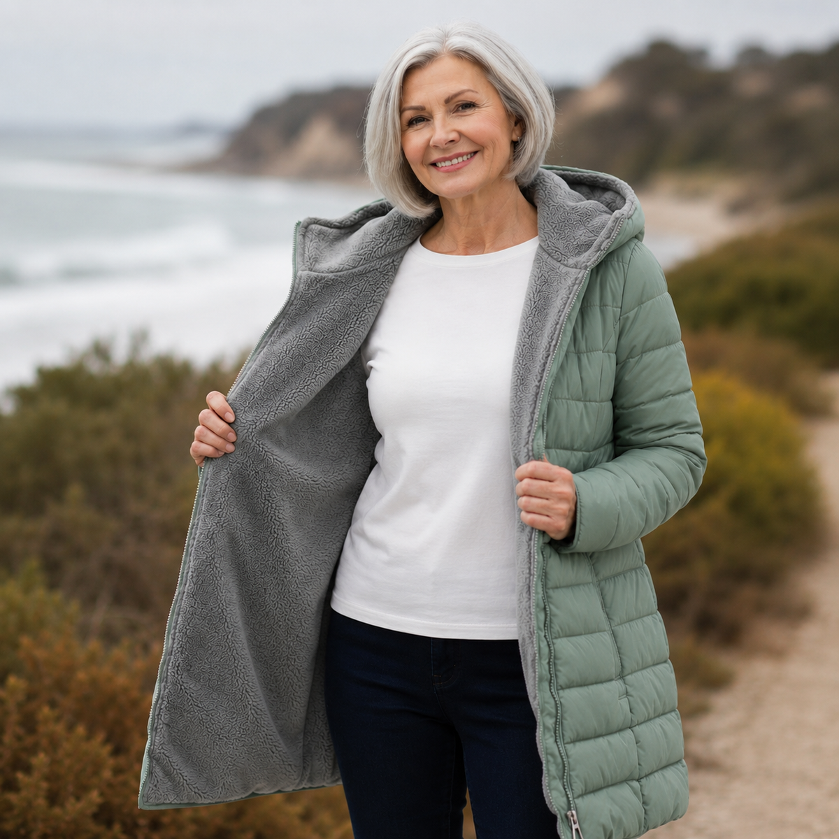 Faux Fur Hooded Quilted Longline Puffer Coat 13