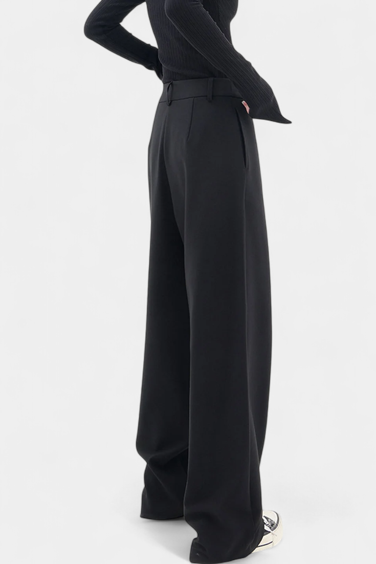 High Waist Asymmetric Wrap Front Wide Leg Trousers 3