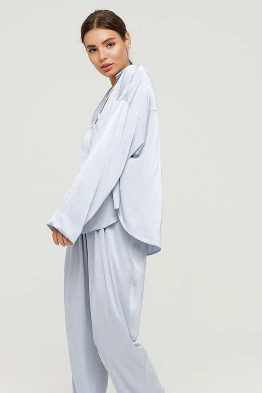 Satin Long Sleeve Pants Pajama Set