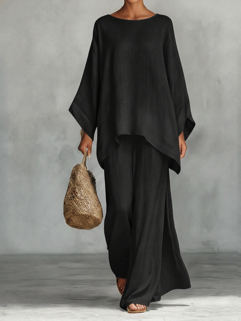 Boat Neck Top and Wide Leg Pants Two Piece Set 5